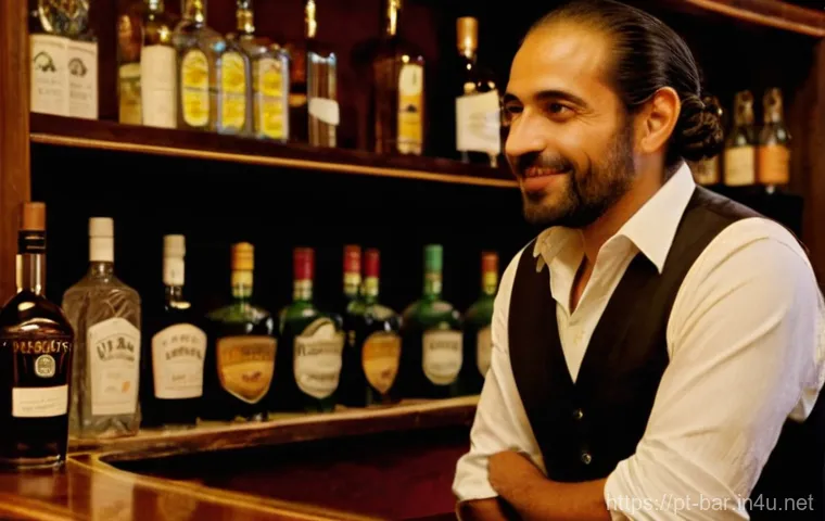 바텐더 업무 사례 공유 - **Prompt:** A skilled, charismatic female bartender, in her late 20s, with a warm smile, is meticulo...