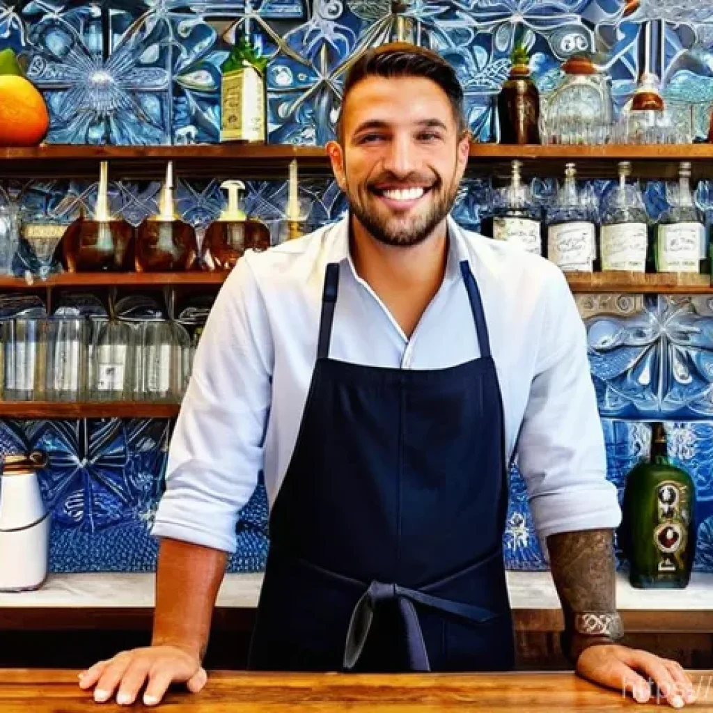 바텐더의 새로운 직업적 도전 - **Sustainable Portuguese Mixology at a Local Bar:**
    "A skilled bartender, clean-shaven and weari...