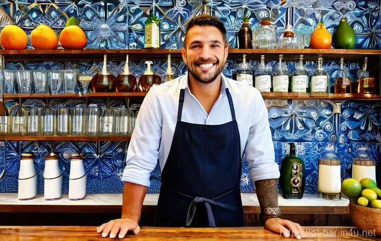 바텐더의 새로운 직업적 도전 - **Sustainable Portuguese Mixology at a Local Bar:**
    "A skilled bartender, clean-shaven and weari...