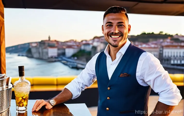 바텐더의 새로운 직업적 도전 - **Molecular Mixology Innovation in a Modern Lisbon Lounge:**
    "A focused mixologist, dressed in a...