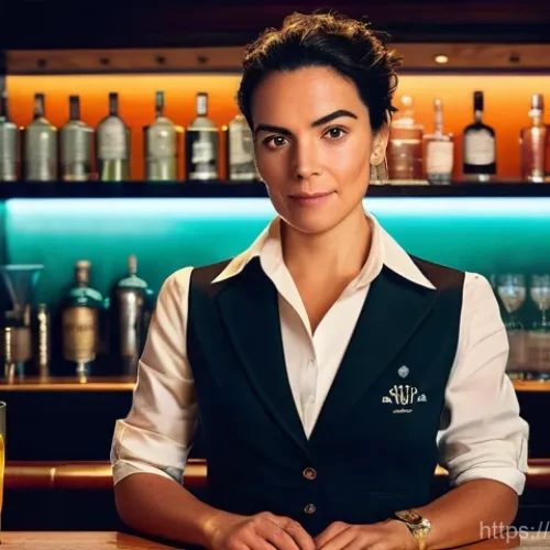 Home 22 바텐더 이론 공부 자료 - **Prompt:** A Portuguese mixologist, a woman in her late 30s with a focused expression, stands in a ...